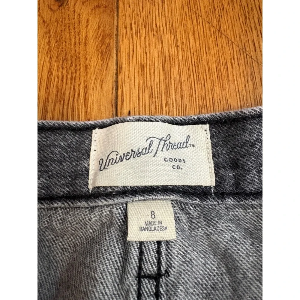Universal Thread Gray High Rise Mini Shorts Denim Frayed Hem Button Fly Size 8